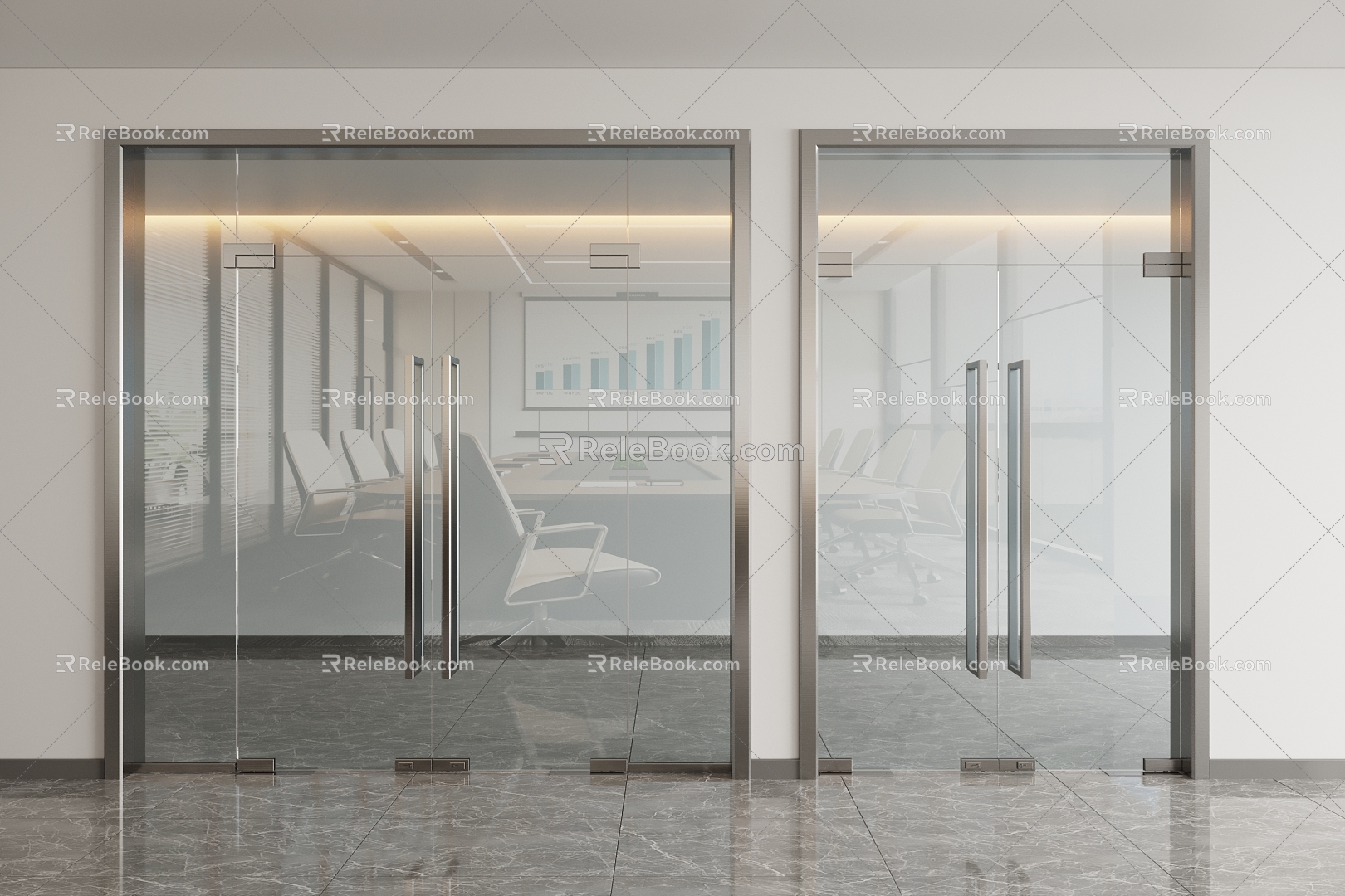 Glass Door Glass Double Door 3d model