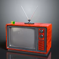 Vintage Retro TV Set With Wooden Case Antenna And Colorful Rubik's Cube On Top