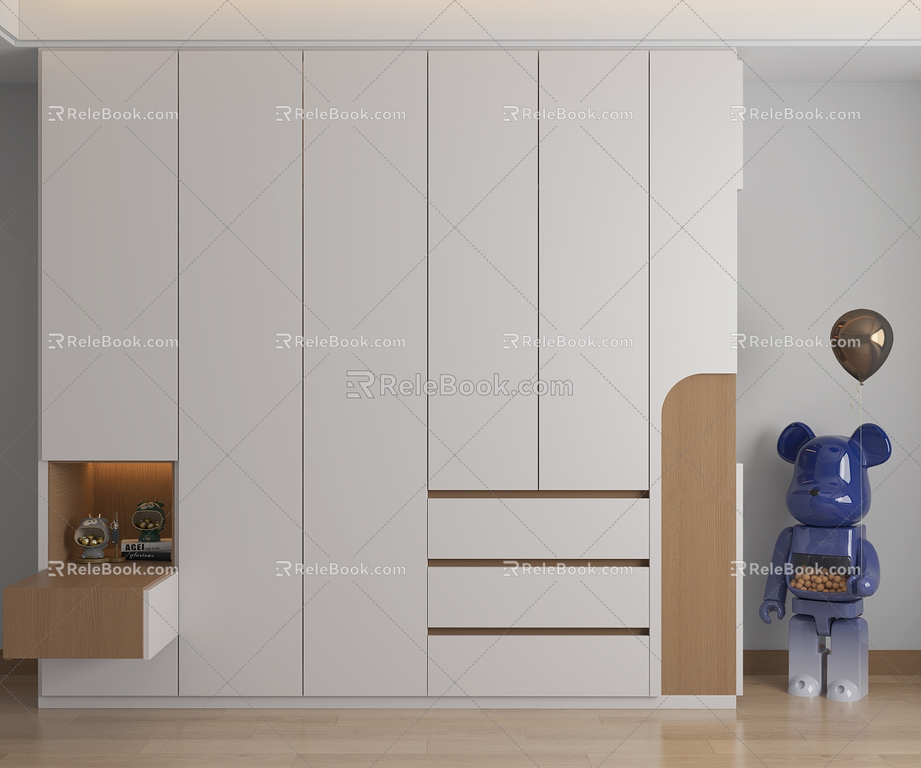 Cream style wardrobe to top wardrobe open wardrobe 3d model