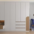 Cream style wardrobe top wardrobe open wardrobe 3d model