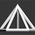 White Geometric Pyramid Frame Structure With Triangular Design And Reflective Surface