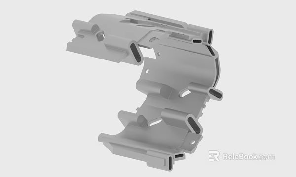 Gray Industrial Plastic Part With Slot And Hole Design For Machinery Use 3d model 