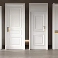 White Hinged Doors With Various Panel Designs And Brass Handles For Interior 3d model
