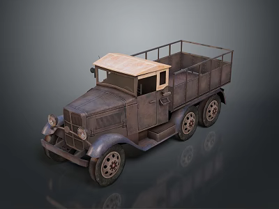 Vintage Retro Truck With Open Cargo Bed Wooden Roof And Metal Body 3d model
