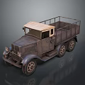 Vintage Retro Truck With Open Cargo Bed Wooden Roof And Metal Body