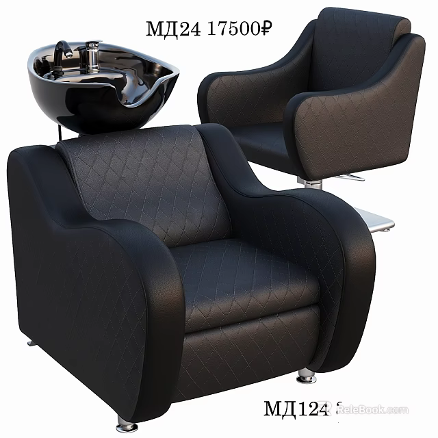 Modern Medical Equipment Design With Comfortable Chair And Black Wash Basin 3d model 