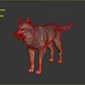 Detailed Realistic 3D Wolf Model Standing On Dark Background With Reflection 3d model