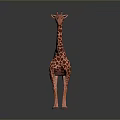 Game Movie Character 3D Giraffe with Reddish Brown Spots Standing on Gray Background with Reflection