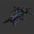 Futuristic Blue And Orange Sci Fi Spaceship Model With Detailed Wings And Engines