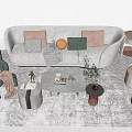 Modern Sofa Coffee Table Combination Coffee Table Single Sofa Stool Hold 3d model