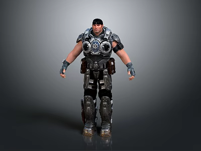 Sci Fi Male Warrior In Full Body Detailed Mechanical Armor With Combat Gear 3d model