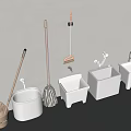 mop pool mop bucket mop 3d model