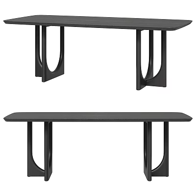 Modern Black Dining Table With Sleek Top And Unique Geometric Metal Legs 3d model