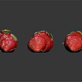 Fresh Juicy Red Strawberries With Green Leaves Arranged On Black Background
