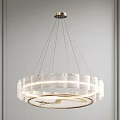 Modern White Chandelier With Wavy Texture And Golden Dragon Pattern Hanging By Metal Chains