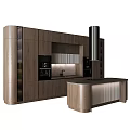 Modern Kitchen Interior Design With Wooden Cabinets Built in Ovens Island Counter And Range Hood