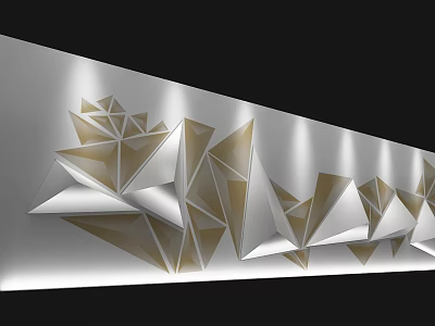 Modern Geometric Wall Decor With Silver Gold Triangles And Layered Design 3d model
