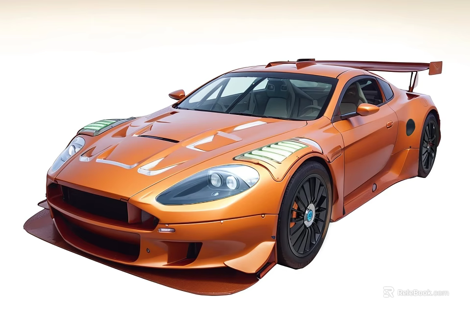 Orange Racing Sports Car With Sleek Body Aerodynamic Design And Rear Spoiler 3d model 