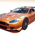Orange Racing Sports Car With Sleek Body Aerodynamic Design And Rear Spoiler