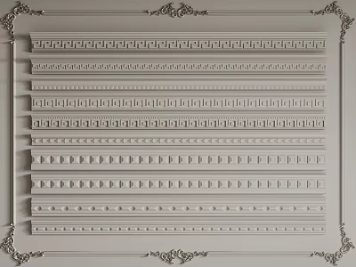 Various Decorative Plaster Moldings With Classical Patterns And Modern Designs For Interior Decoration 3d model