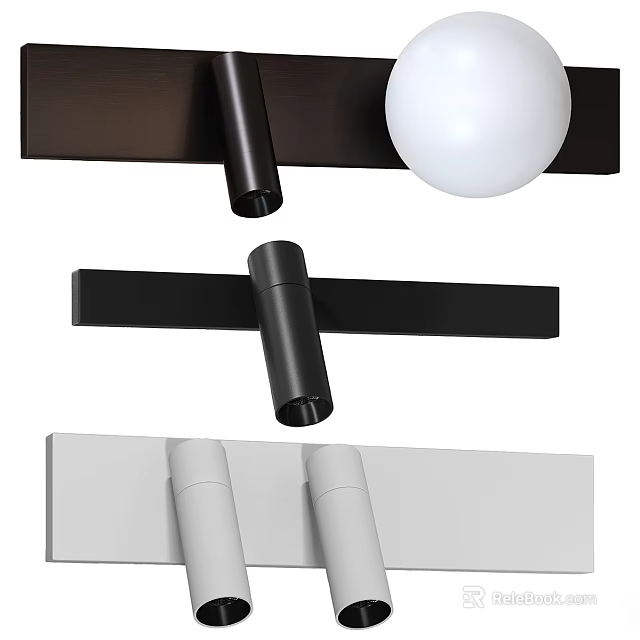 Modern Wall Lamp Designs Featuring Round Ball Shades And Long Strip Metal Bodies 3d model 