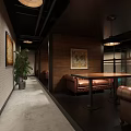 Vibrant Bar Interior Featuring Colorful Tiled Floor Pendant Lights Tables And Chairs