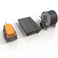 Yellow Toy Car With Green Flat Platform And Black Mechanical Device