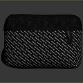 Black Fabric Storage Ottoman With Padded Top And Diagonal Stripe Pattern 3d model