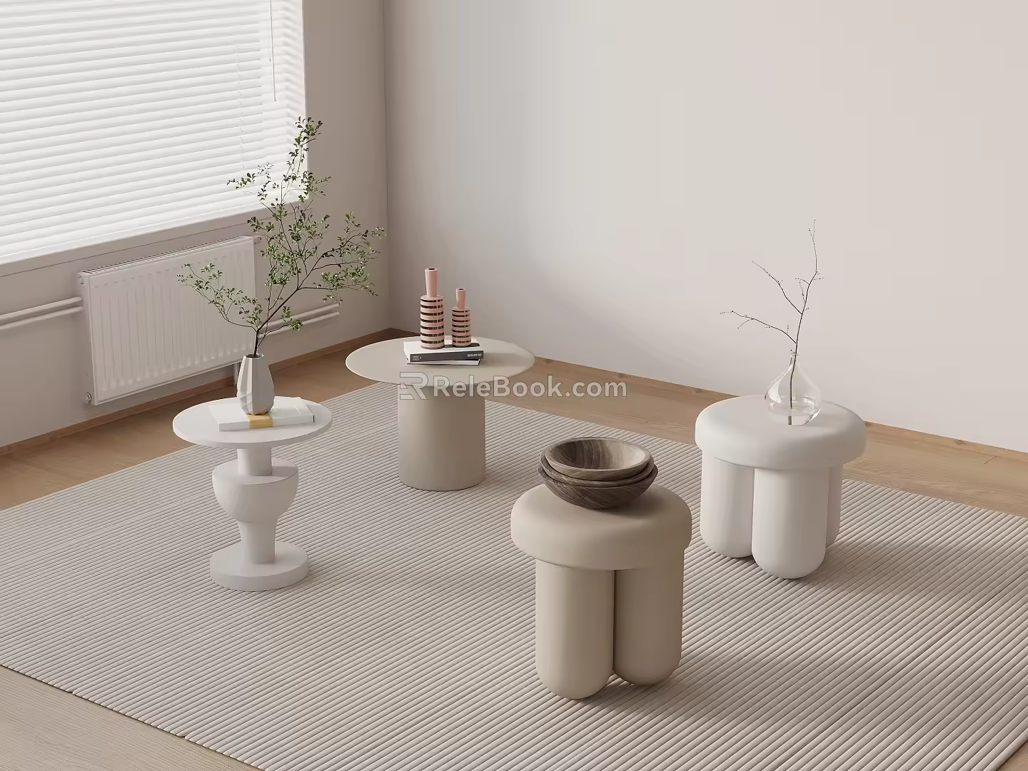 Cream wind coffee table side table 3d model