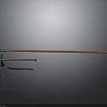 Two Traditional Weapons Featuring Long Shaft and Short Handle with Wooden and Metal Parts