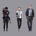 Group of Diverse People Walking in Various Casual and Formal Attire Against Gray Background 3d model