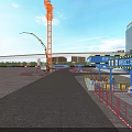 Aerial Planning View of Construction Site With Cranes Excavators and High Rise Buildings