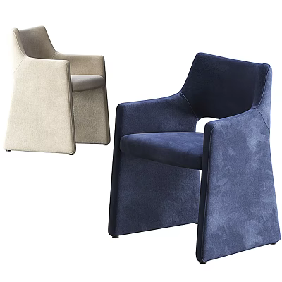 Modern Beige And Navy Blue Velvet Accent Chairs With Comfortable Armrests 3d model