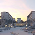 Modern Residential Building Complex With Landscaped Pool Greenery Trees And Architectural Design