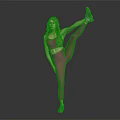 Woman in Pink Sportswear Doing Single Leg Lift Stretching Exercise on Dark Background
