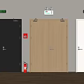 Fire Safety Equipment With Different Colored Doors Door Closers Fire Extinguishers And Exit Signs