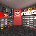 Paul Frank Brand Store With Shoes On Display Shelves And Logo Posters