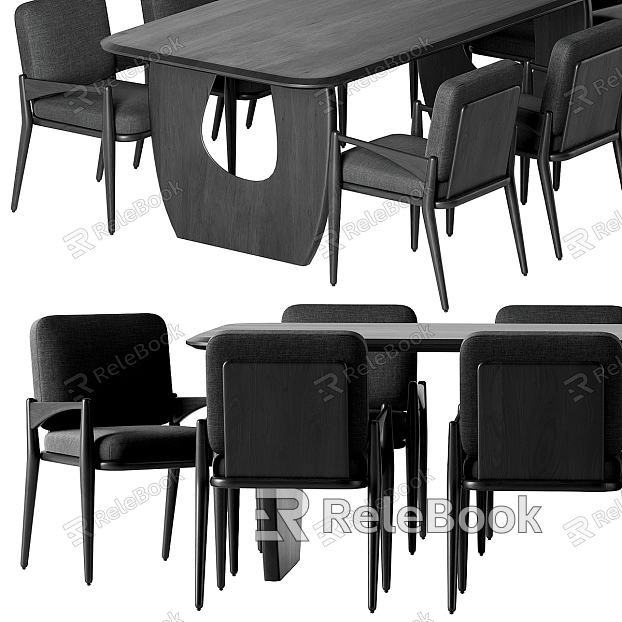 Modern Giza Dining Table and Chair Combination Dining Table Dining Chair Single Chair Solid Wood Dining Table model