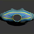 Blue And Yellow Striped Short Sleeve Polo Shirt With Collared Design And Knitted Fabric
