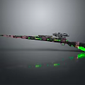 Camouflage Rifle With Green Glowing Elements And Scope Design