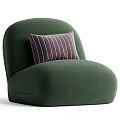 Green Single Sofa With Purple Striped Pillow And Modern Fabric Style 3d model