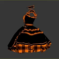 Black And Orange Lolita Dress With Ruffles Bows And Matching Headband