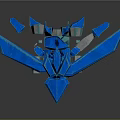 Blue Sci Fi Mechanical Spaceship Model With Wings And Yellow Lights