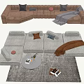 Modern Multiplayer Sofa Coffee Table Combination 3d model