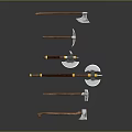 Cold weapons Sword Axe Hook Fork Spear Trident Melee Weapon Military 3d model