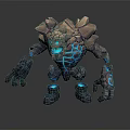 Stone Elemental Creature With Glowing Blue Patterns For Game Movie Character 3d model