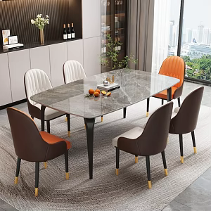 Modern Light Luxury Dining Table Chair Rock Board Dining Table Marble 3d model