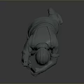 3D Model of Construction Worker Wearing Safety Helmet Holding Hammer in Striking Pose