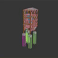 Red Metal Frame Multi Level Structure With White Support Pillars And Base