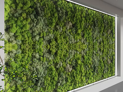 Indoor Lush Green Plant Wall With Dense Foliage For Interior Decoration 3d model